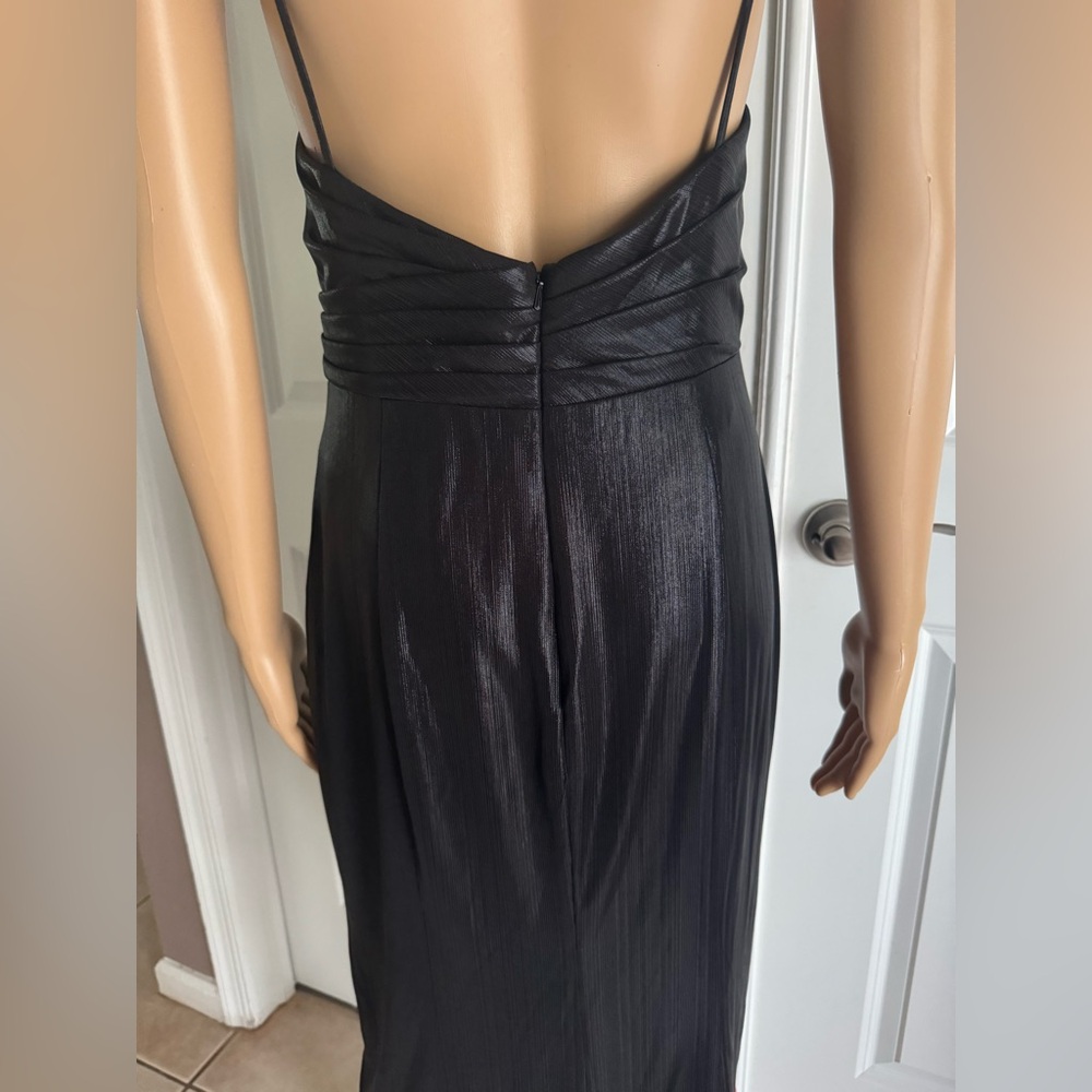 Mac Duggal Black V-Neck Midi Slip Dress - Picture 12 of 16
